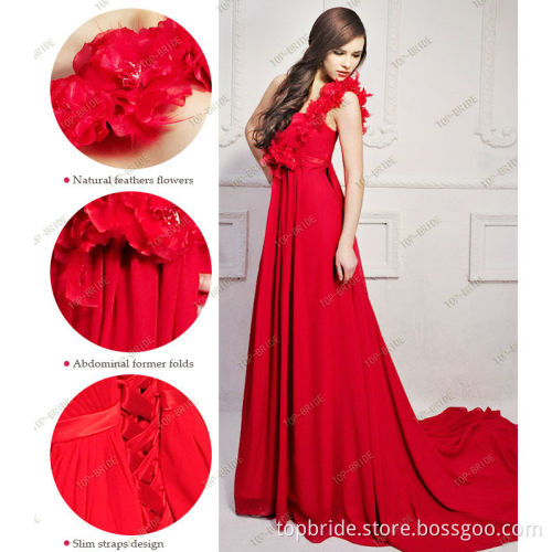 H209 Real Picture One Shoulder Beach Hot Pink Wedding Dresses